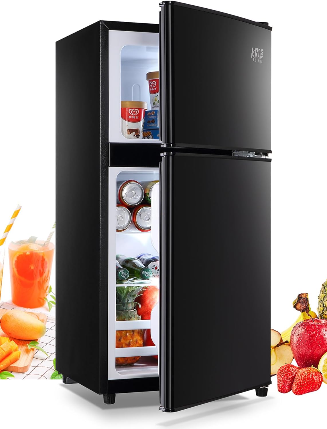 Congelador Runesay de 3.5 pies cúbicos con freezer (Negro) Listo para el garaje HBCOLR-05