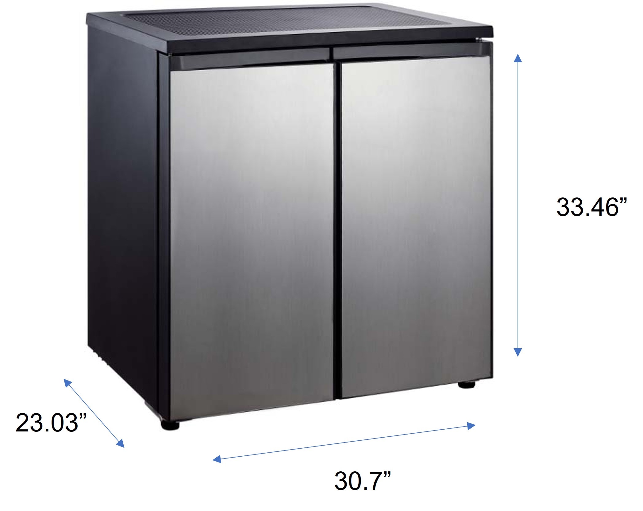 Refrigerador pequeño de 5.5 pies cúbicos con congelador (Gabinete negro con puertas plateadas)