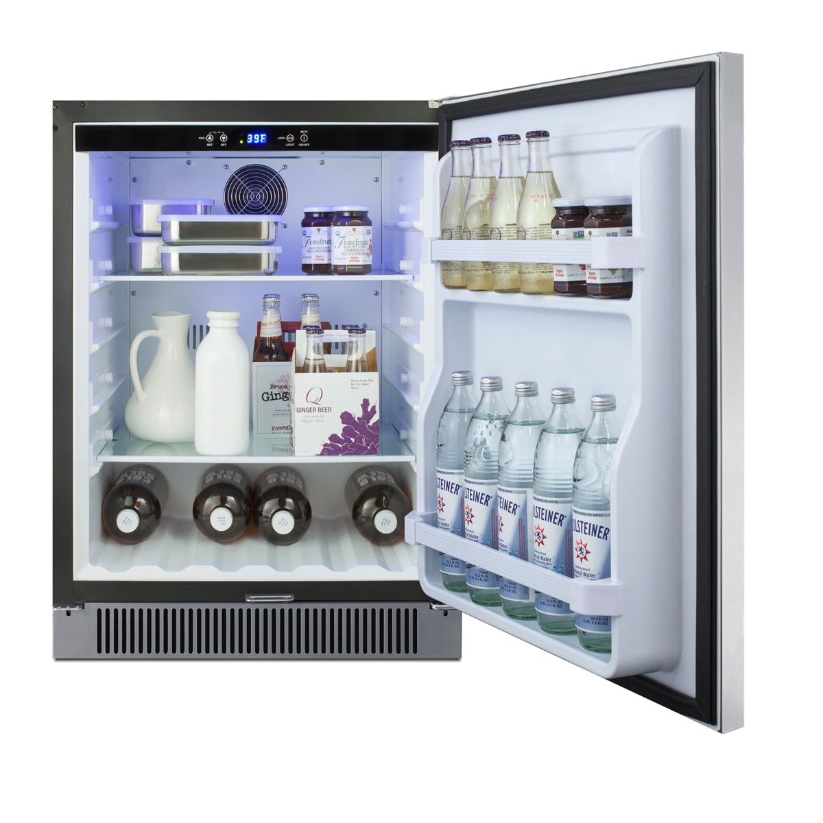 Refrigerador Empotrado de 4.6 Pies Cúbicos (Puerta de Acero Inoxidable y Gabinete Negro) Listo para el Garaje Summit Appliance SPR623OS
