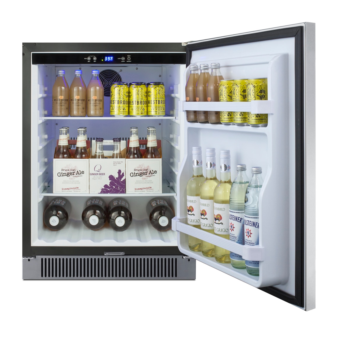 Refrigerador Empotrado de 4.6 Pies Cúbicos (Puerta de Acero Inoxidable y Gabinete Negro) Listo para el Garaje Summit Appliance SPR623OS
