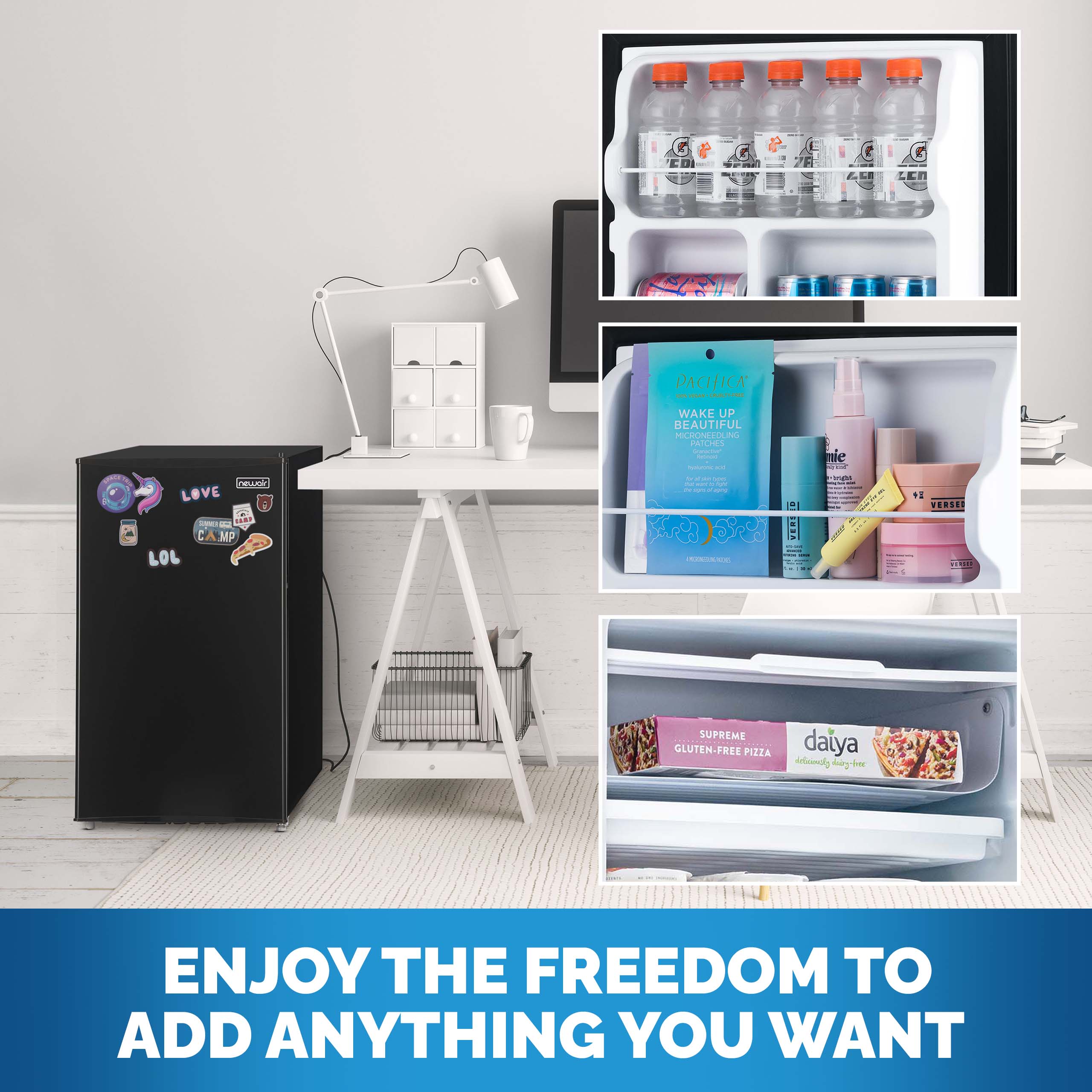 Mini refrigeradores NewAir 3.3 pies cúbicos con congelador (Negro) ENERGY STAR NRF033BK00