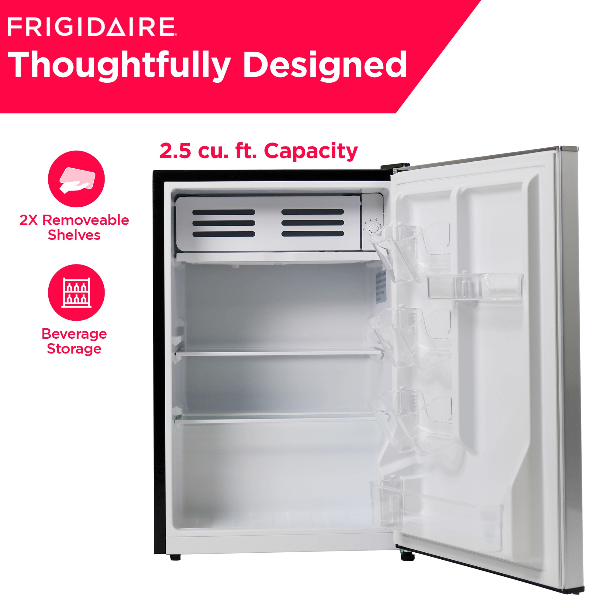Refrigerador Mini Frigidaire de 2.5 pies cúbicos con congelador (Acero inoxidable) EFR285