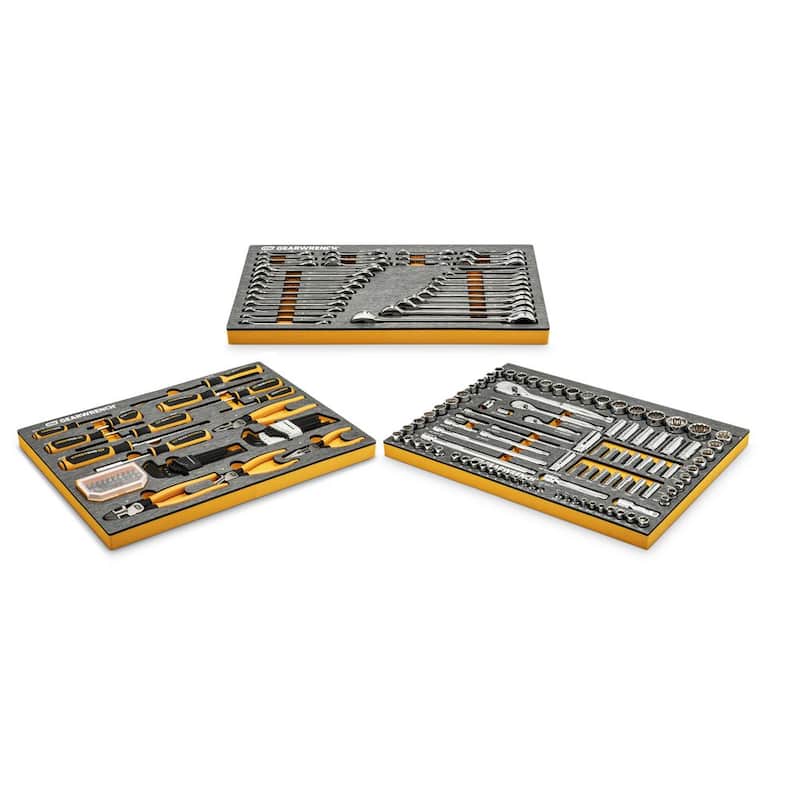 Juego de llaves y herramientas para mecánicos GEARWRENCH 120 XP de 1/4 pulgadas, 3/8 pulgadas, 1/2 pulgadas en charolas de espuma EVA (192 piezas) - 82998983071CB