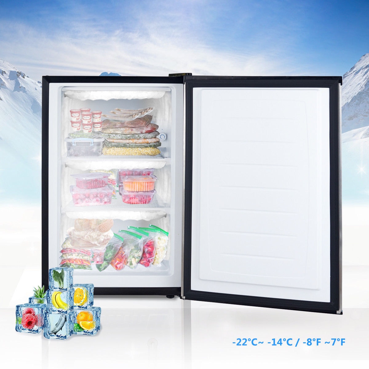 Refrigerador pequeño de 3 pies cúbicos con congelador (plata) EP23796