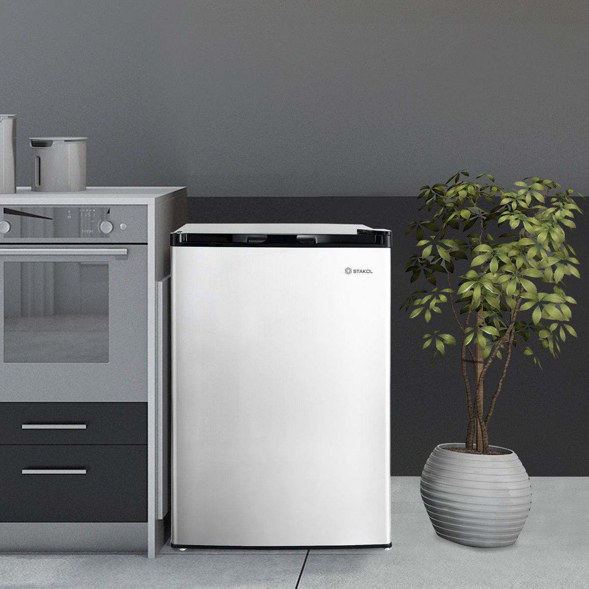 Refrigerador pequeño de 3 pies cúbicos con congelador (plata) EP23796