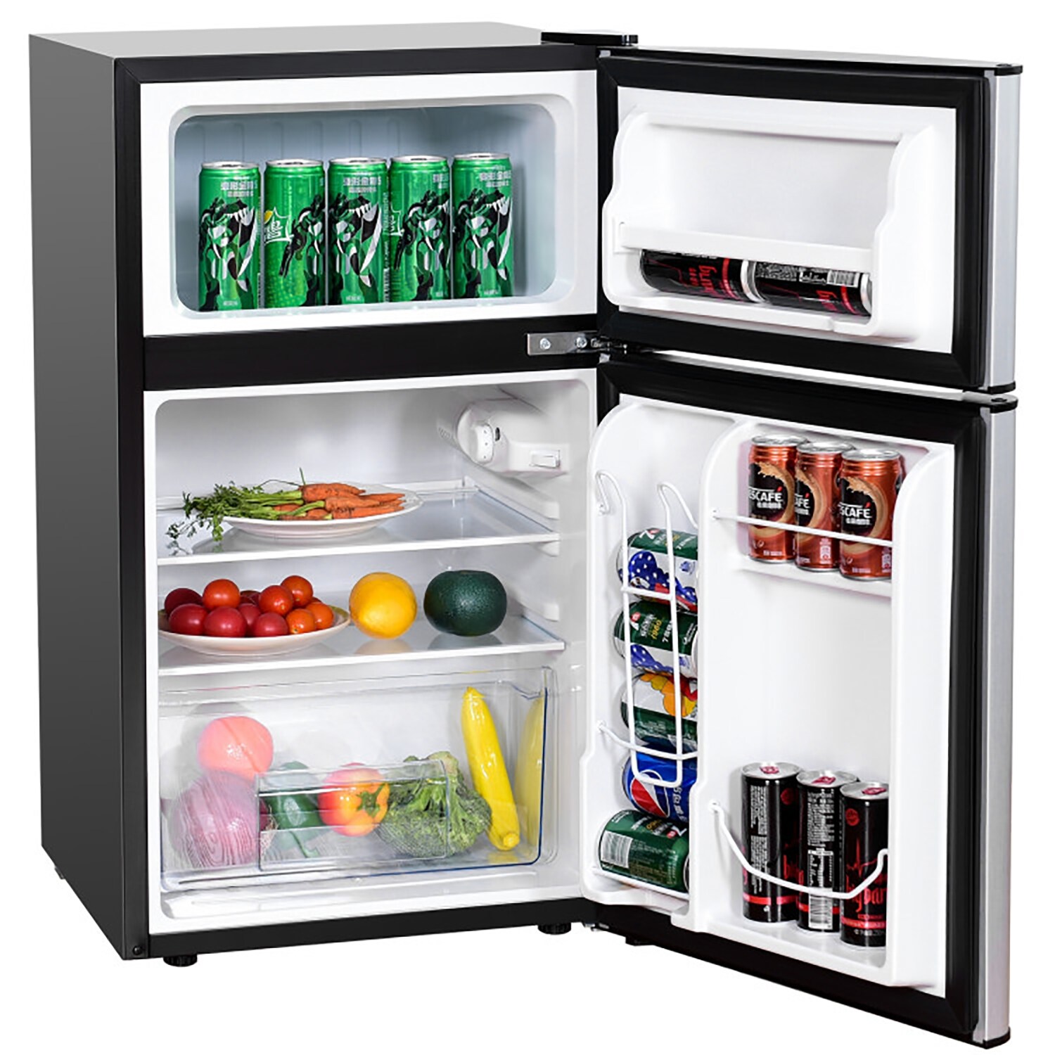 Refrigerador Compacto de Acero Inoxidable de 3.2 pies cúbicos con Congelador (Gris)