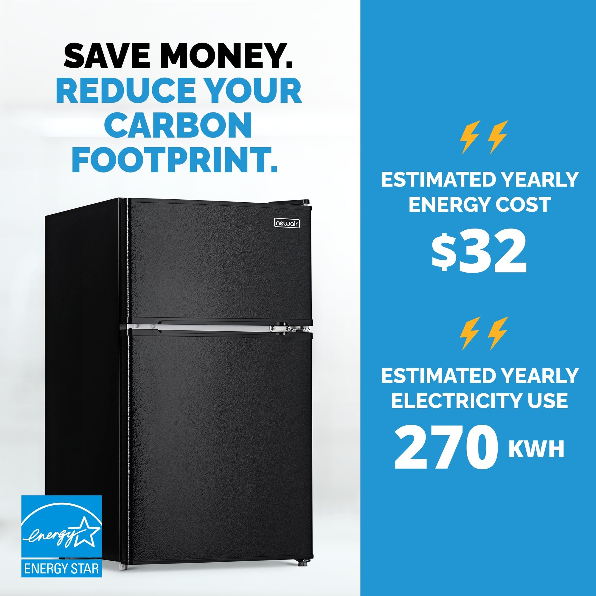 Nuevo refrigerador de 3.1 pies cúbicos con congelador (Negro) listo para el garaje ENERGY STAR NRF031BK00