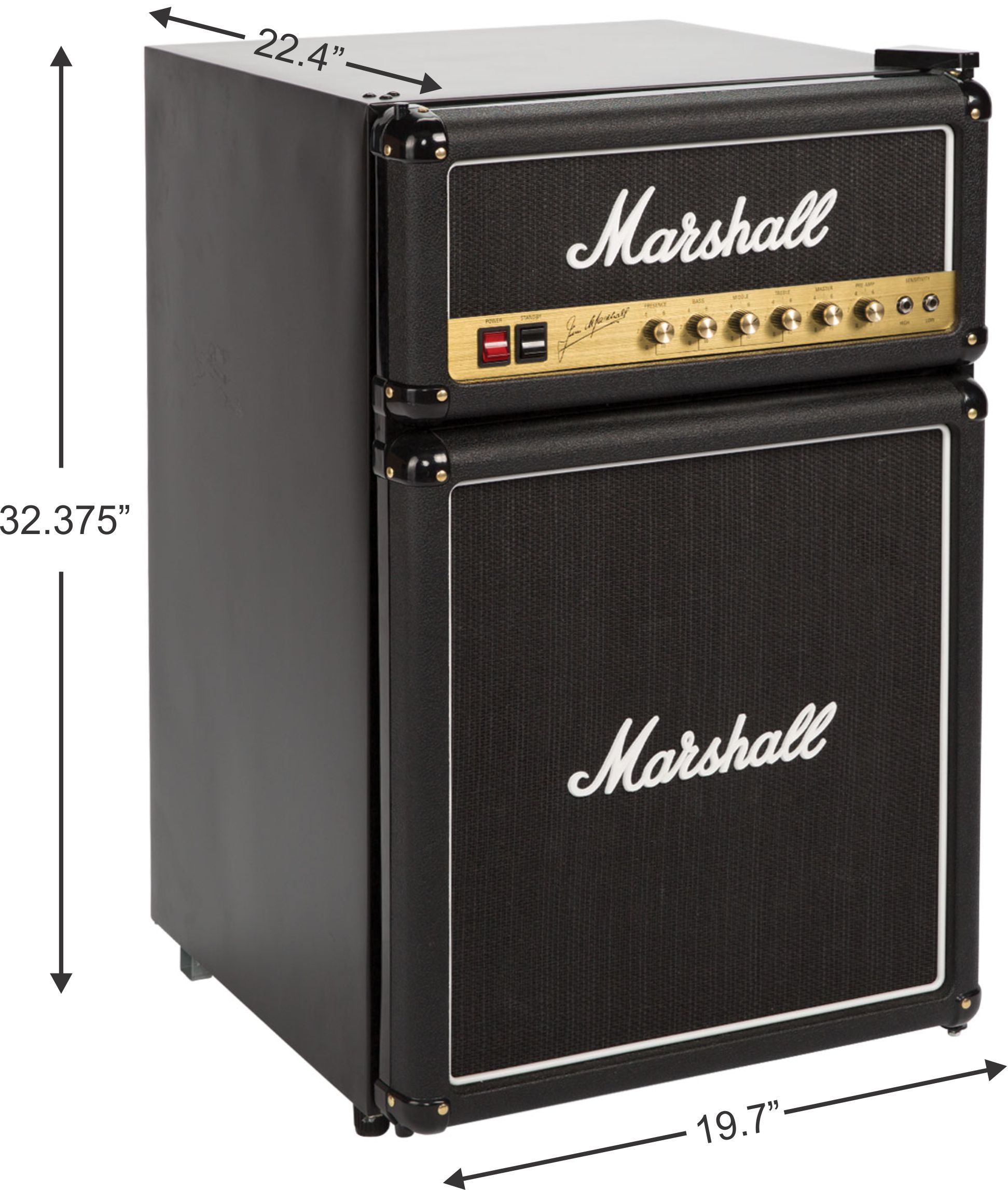 Refrigerador Compacto Marshall de 4.4 Pies Cúbicos con Congelador (Negro) Listo para Garaje MF4.4BLK-NA-U