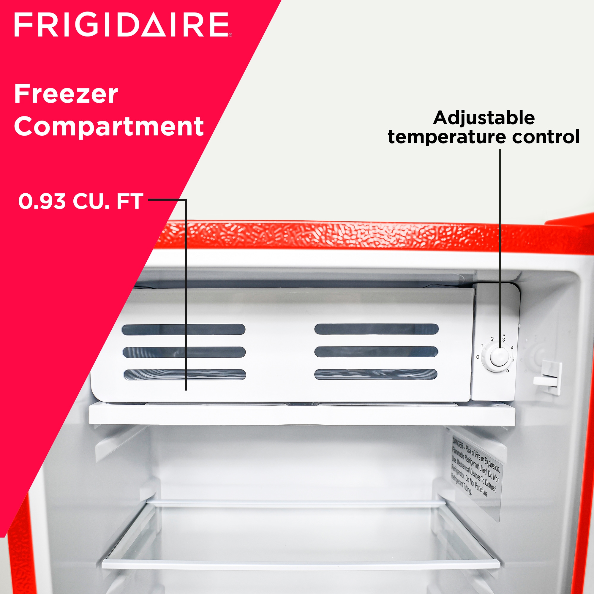 Mini refrigerador Frigidaire de 3.2 pies cúbicos con congelador (rojo) EFR376-ROJO