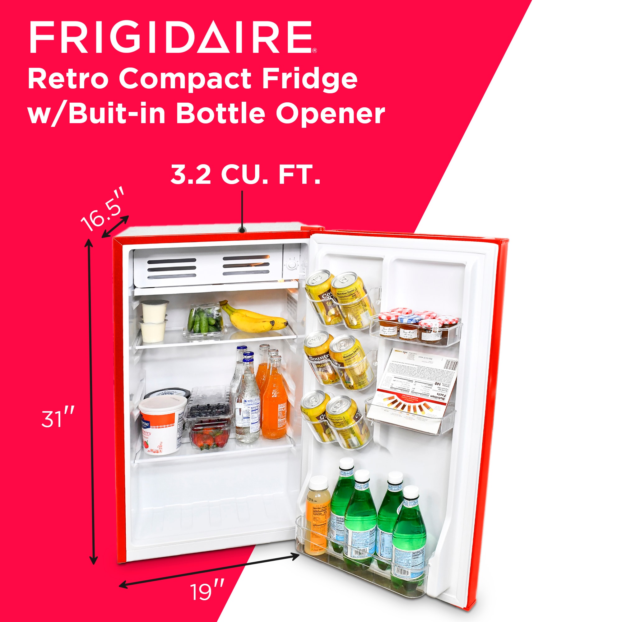 Mini refrigerador Frigidaire de 3.2 pies cúbicos con congelador (rojo) EFR376-ROJO