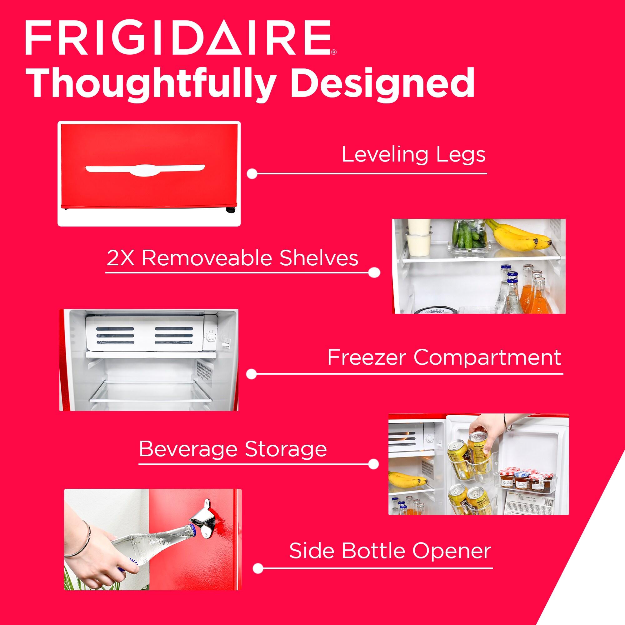 Mini refrigerador Frigidaire de 3.2 pies cúbicos con congelador (rojo) EFR376-ROJO