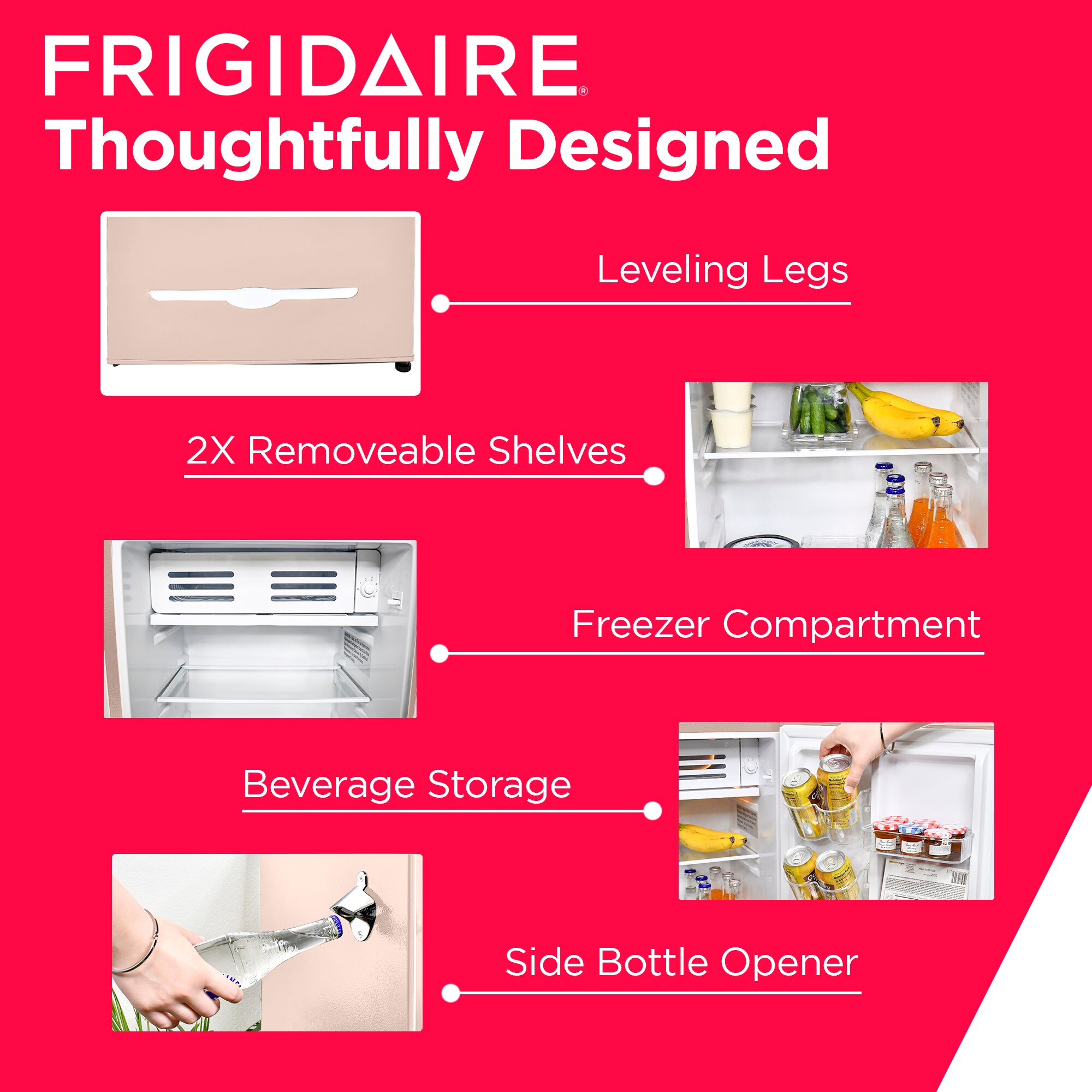 Refrigerador Mini de 3.2 pies cúbicos con congelador (Coral)