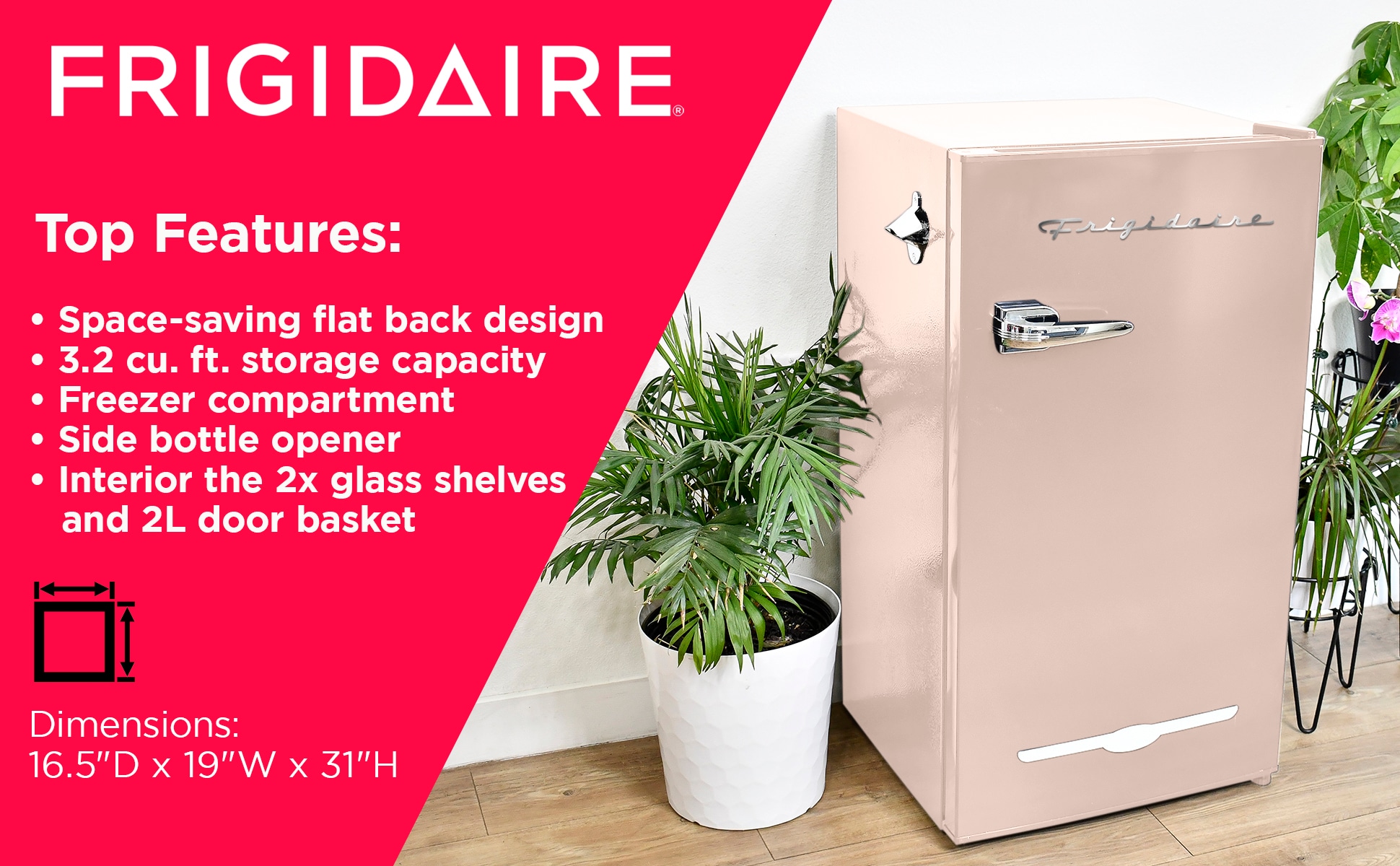 Refrigerador Mini de 3.2 pies cúbicos con congelador (Coral)