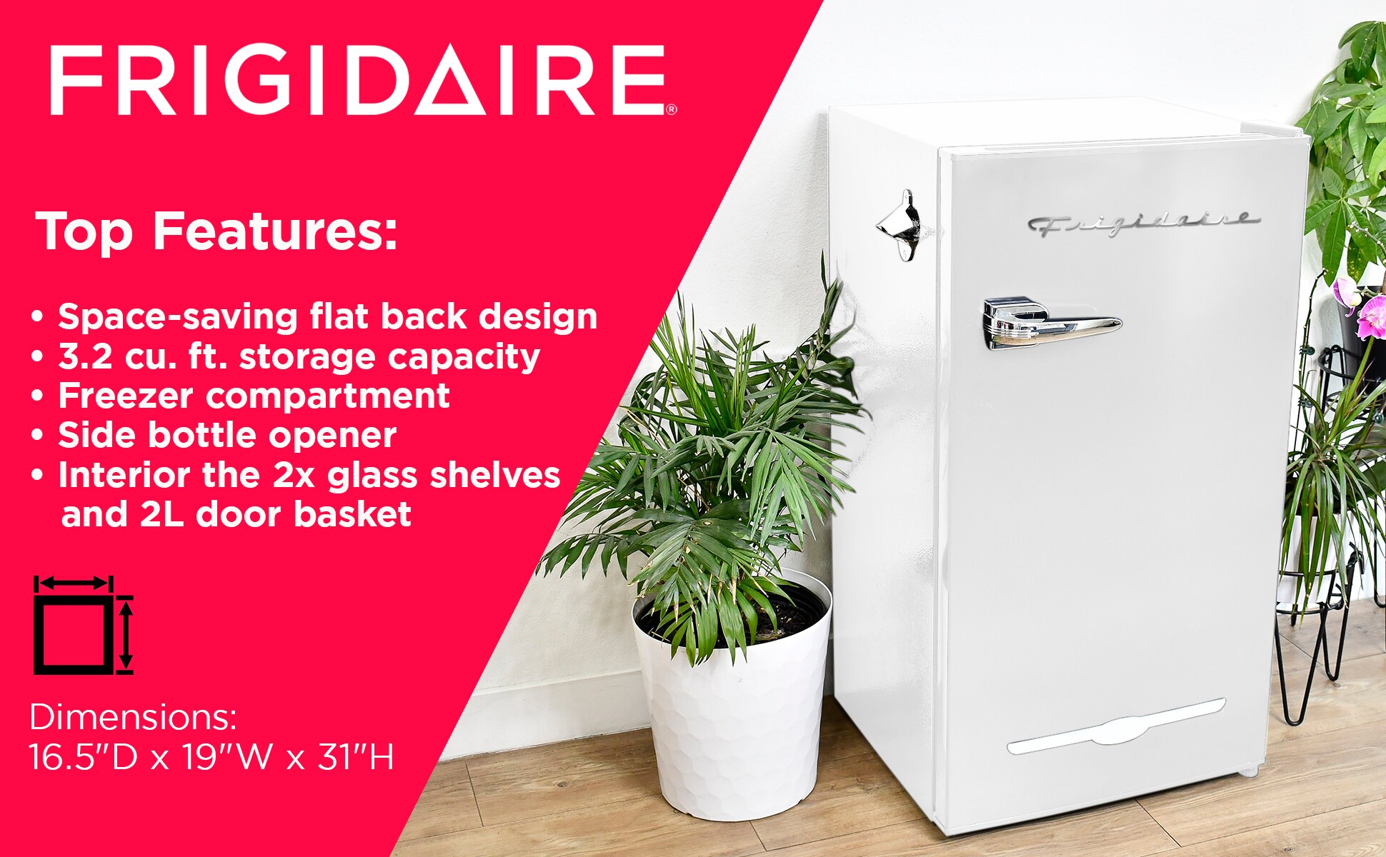 Mini refrigerador Frigidaire de 3.2 pies cúbicos con congelador (blanco) EFR376-BLANCO