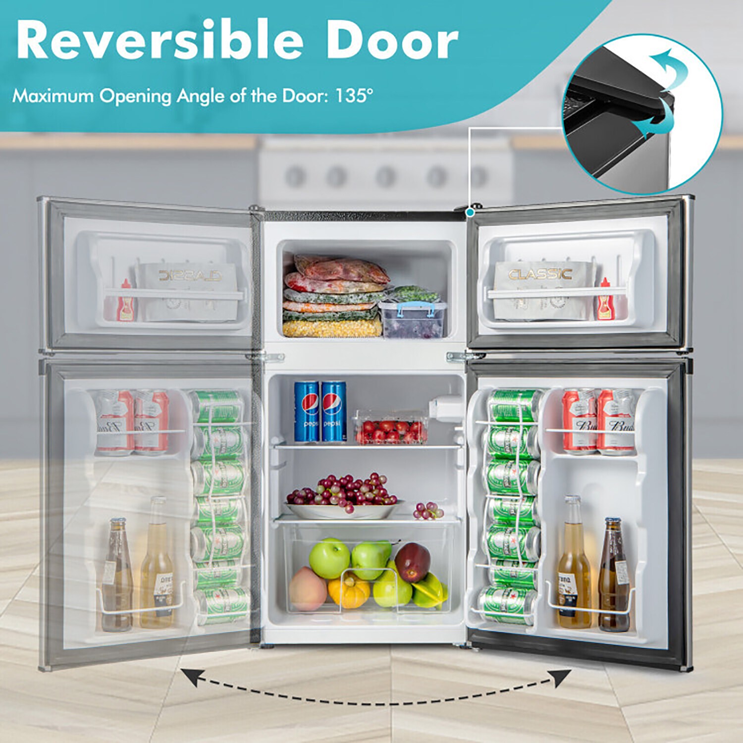 Refrigerador Mini Compacto de 3.2 pies cúbicos con congelador (Negro)