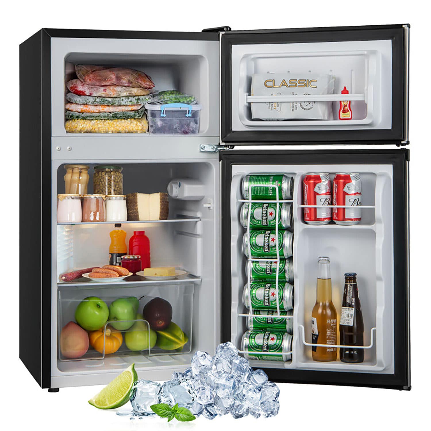 Refrigerador Mini Compacto de 3.2 pies cúbicos con congelador (Negro)