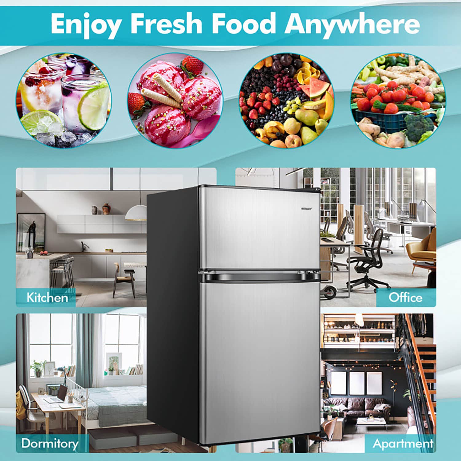 Refrigerador Mini Compacto de 3.2 pies cúbicos con congelador (Negro)