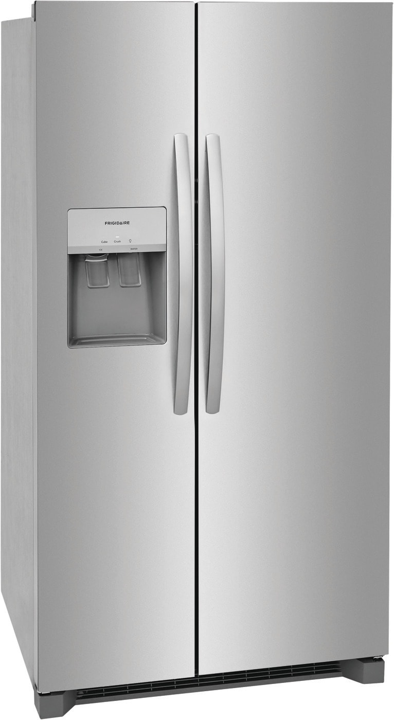 Refrigerador Frigidaire de 25.6 pies cúbicos con dispensador de hielo y agua (Acero inoxidable resistente a huellas dactilares) Certificado ENERGY STAR de lado a lado FRSS26L3AF