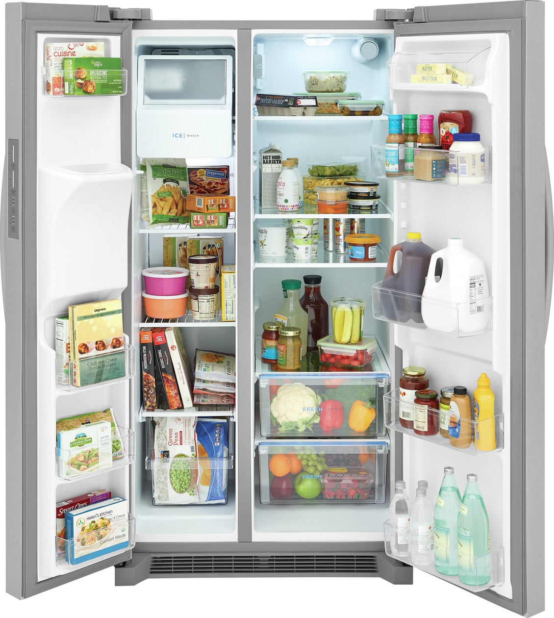 Refrigerador Frigidaire de 25.6 pies cúbicos con dispensador de hielo y agua (Acero inoxidable resistente a huellas dactilares) Certificado ENERGY STAR de lado a lado FRSS26L3AF