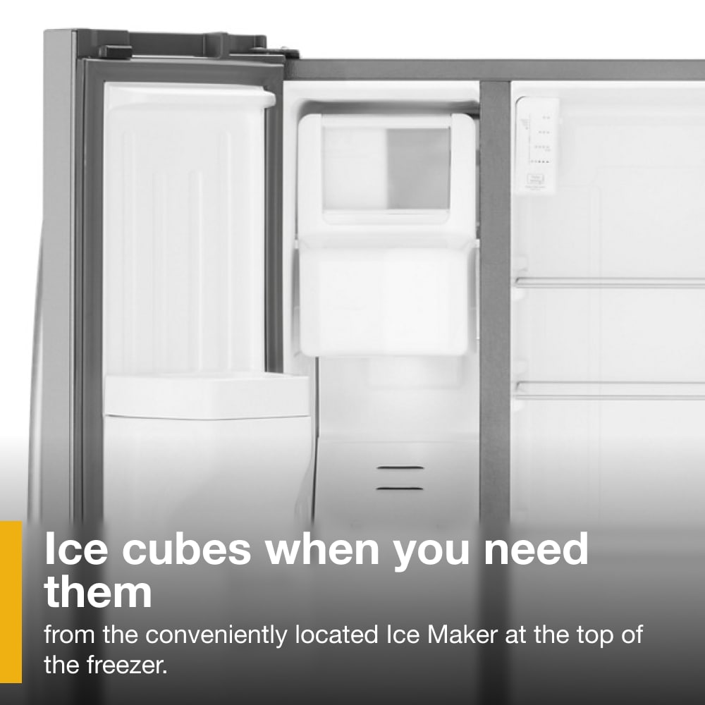 Refrigerador de 24.6 pies cúbicos con dispensador de hielo y agua (Acero inoxidable resistente a huellas dactilares) de lado a lado Whirlpool WRS315SDHZ