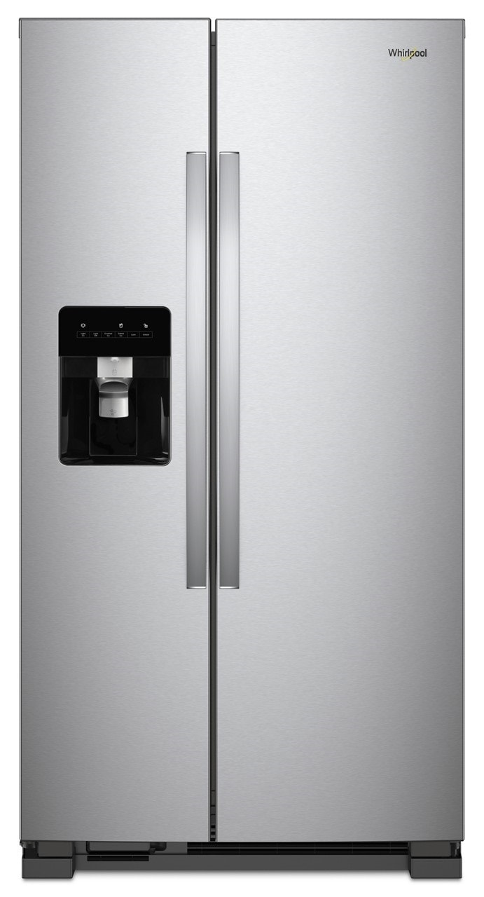 Refrigerador de 24.6 pies cúbicos con dispensador de hielo y agua (Acero inoxidable resistente a huellas dactilares) de lado a lado Whirlpool WRS315SDHZ