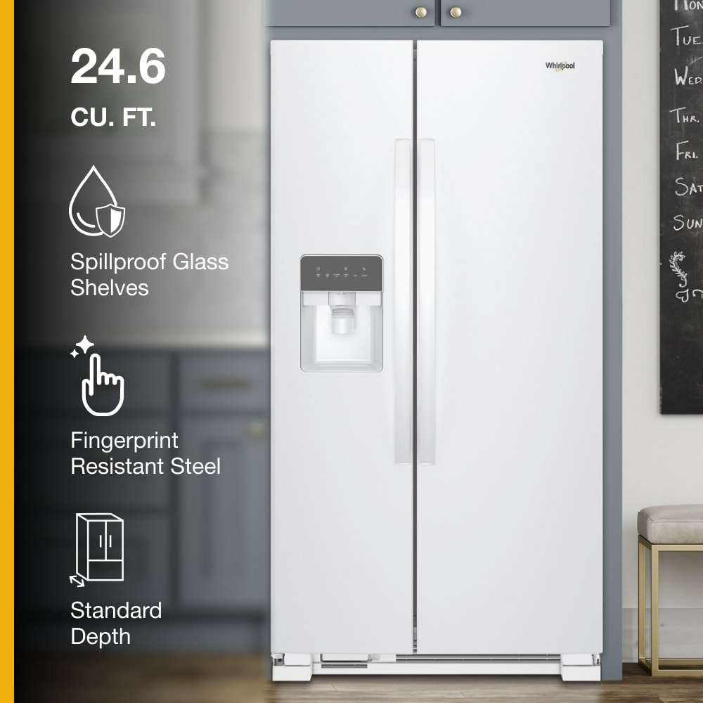 Refrigerador Side-by-Side de 24.6 pies cúbicos con Fabricador de Hielo, Dispensador de Agua e Hielo (Blanco)