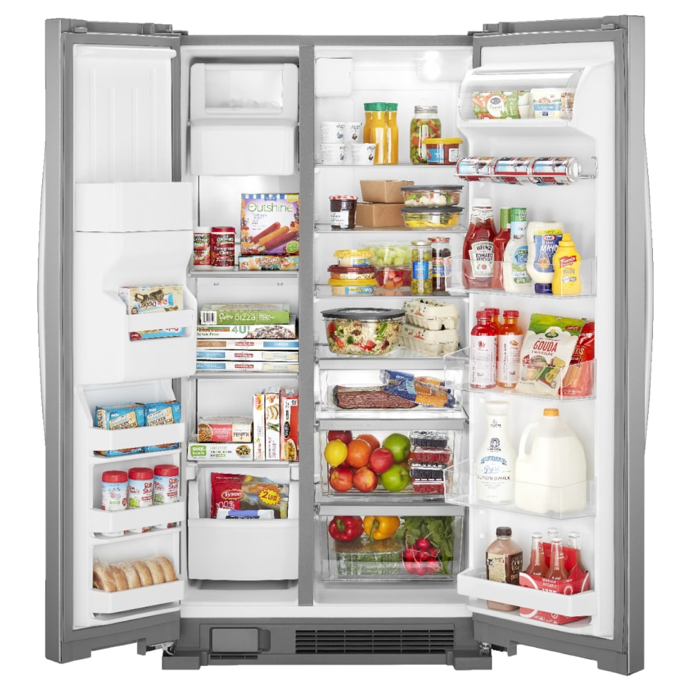 Refrigerador Whirlpool con Organizador de Latas en Puerta 21.4 pies cúbicos con Hielera, Dispensador de Agua y Hielo (Acero Inoxidable a Prueba de Huellas Digitales) WRS321SDHZ