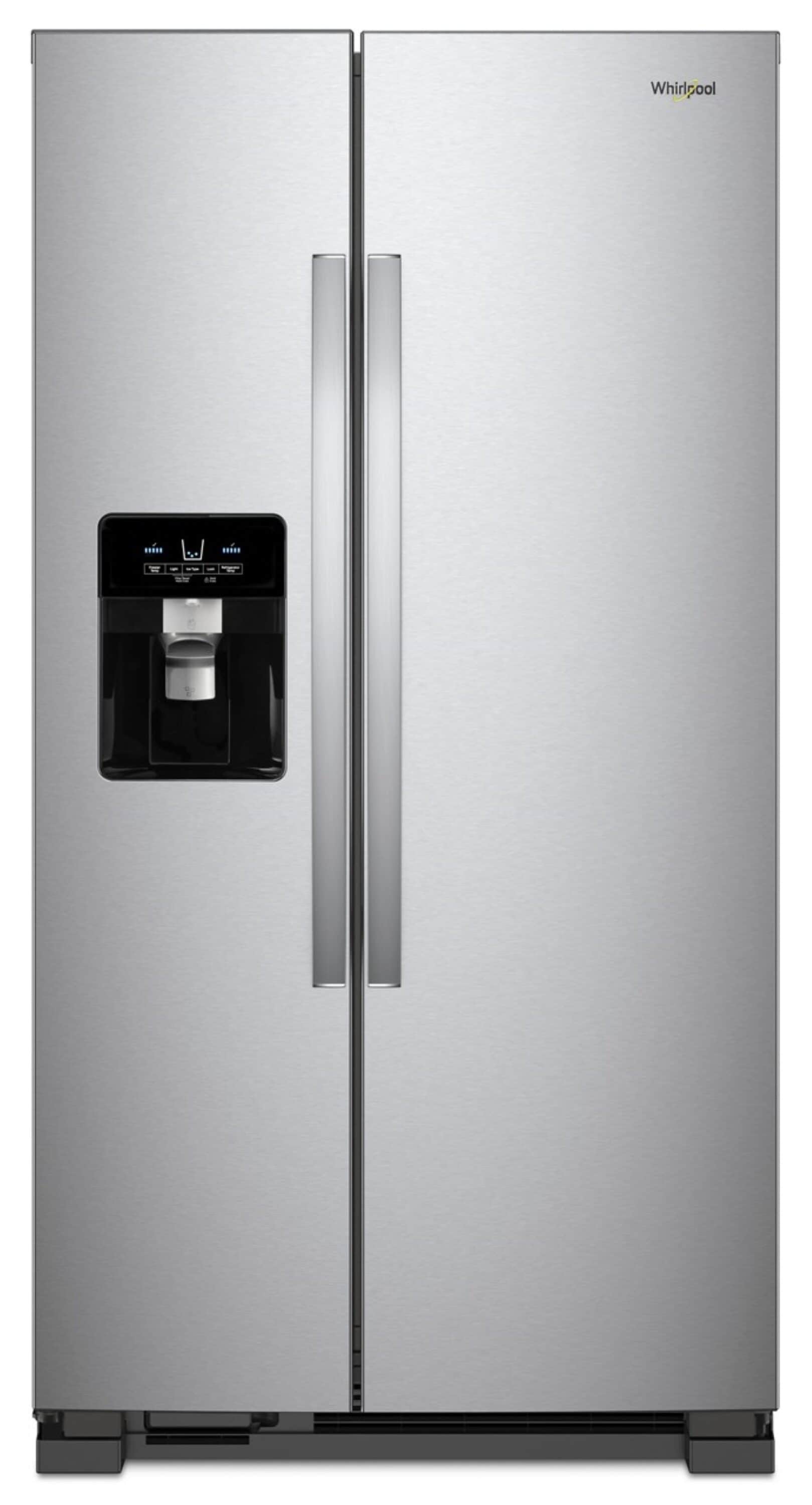 Refrigerador Whirlpool con Organizador de Latas en Puerta 21.4 pies cúbicos con Hielera, Dispensador de Agua y Hielo (Acero Inoxidable a Prueba de Huellas Digitales) WRS321SDHZ
