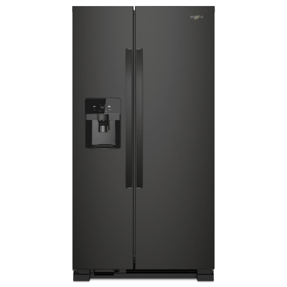 Refrigerador de lado a lado Whirlpool con Caddy para latas en la puerta y dispensador de agua, hielo y hielo 21.4 pies cúbicos (Negro) WRS321SDHB