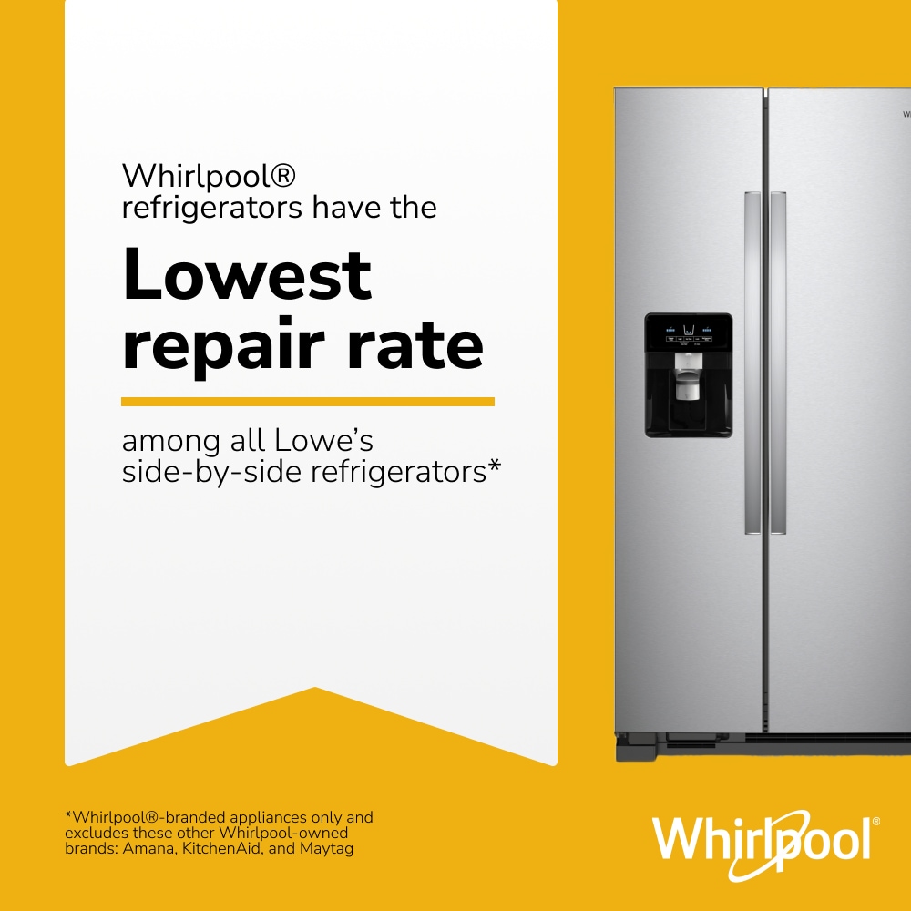 Refrigerador de lado a lado Whirlpool con dispensador de hielo, agua y caddy interior para latas - Blanco 21.4 pies cúbicos