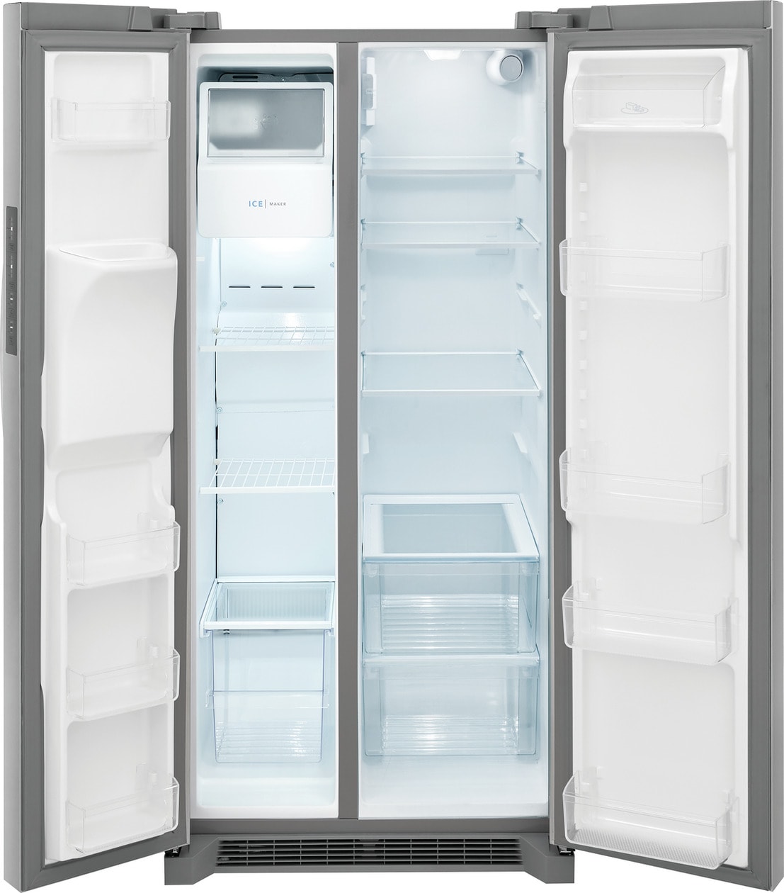 Refrigerador lado a lado de 22.3 pies cúbicos con fabricador de hielo, dispensador de agua y hielo (acero inoxidable) con certificación ENERGY STAR FRSS2323AS