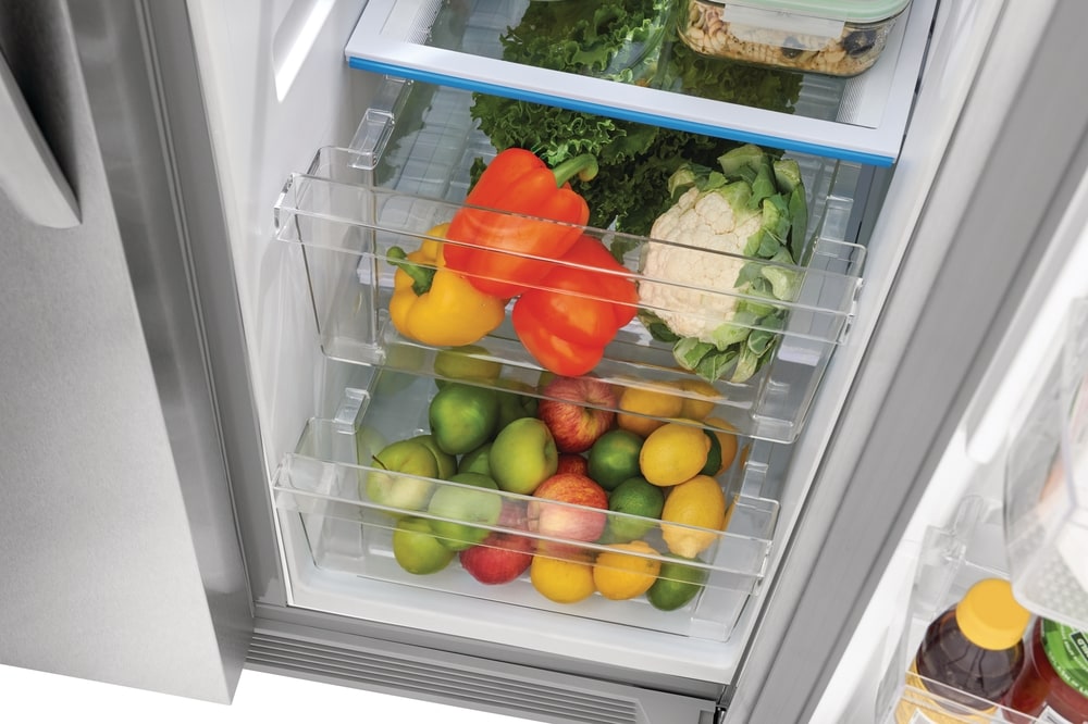 Refrigerador lado a lado de 22.3 pies cúbicos con fabricador de hielo, dispensador de agua y hielo (acero inoxidable) con certificación ENERGY STAR FRSS2323AS