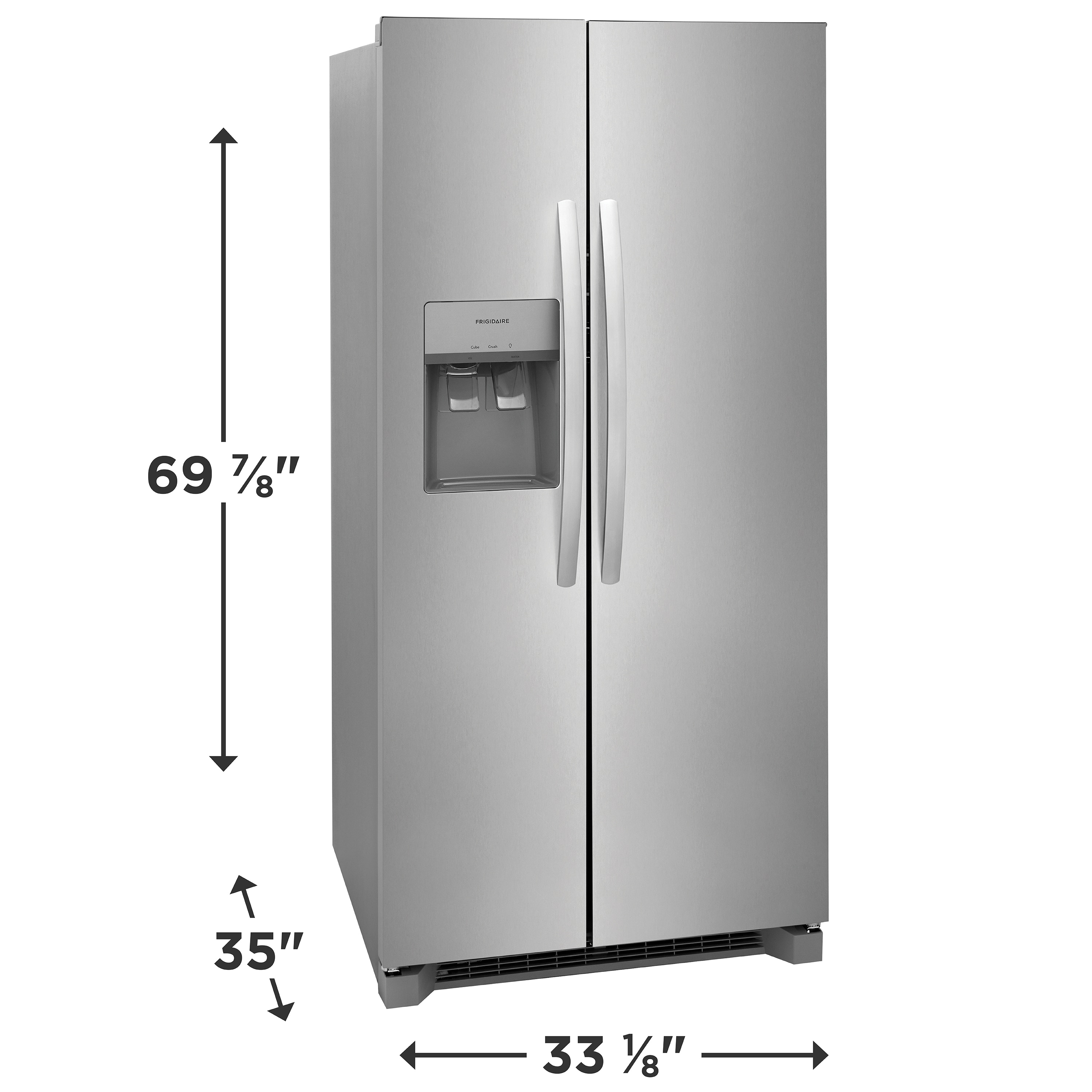 Refrigerador lado a lado de 22.3 pies cúbicos con fabricador de hielo, dispensador de agua y hielo (acero inoxidable) con certificación ENERGY STAR FRSS2323AS