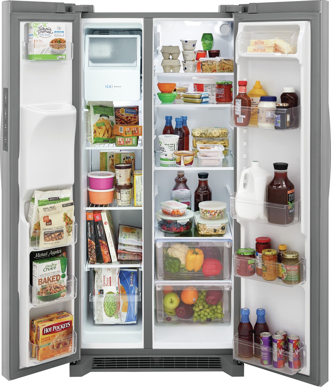 Refrigerador lado a lado de 22.3 pies cúbicos con fabricador de hielo, dispensador de agua y hielo (acero inoxidable) con certificación ENERGY STAR FRSS2323AS