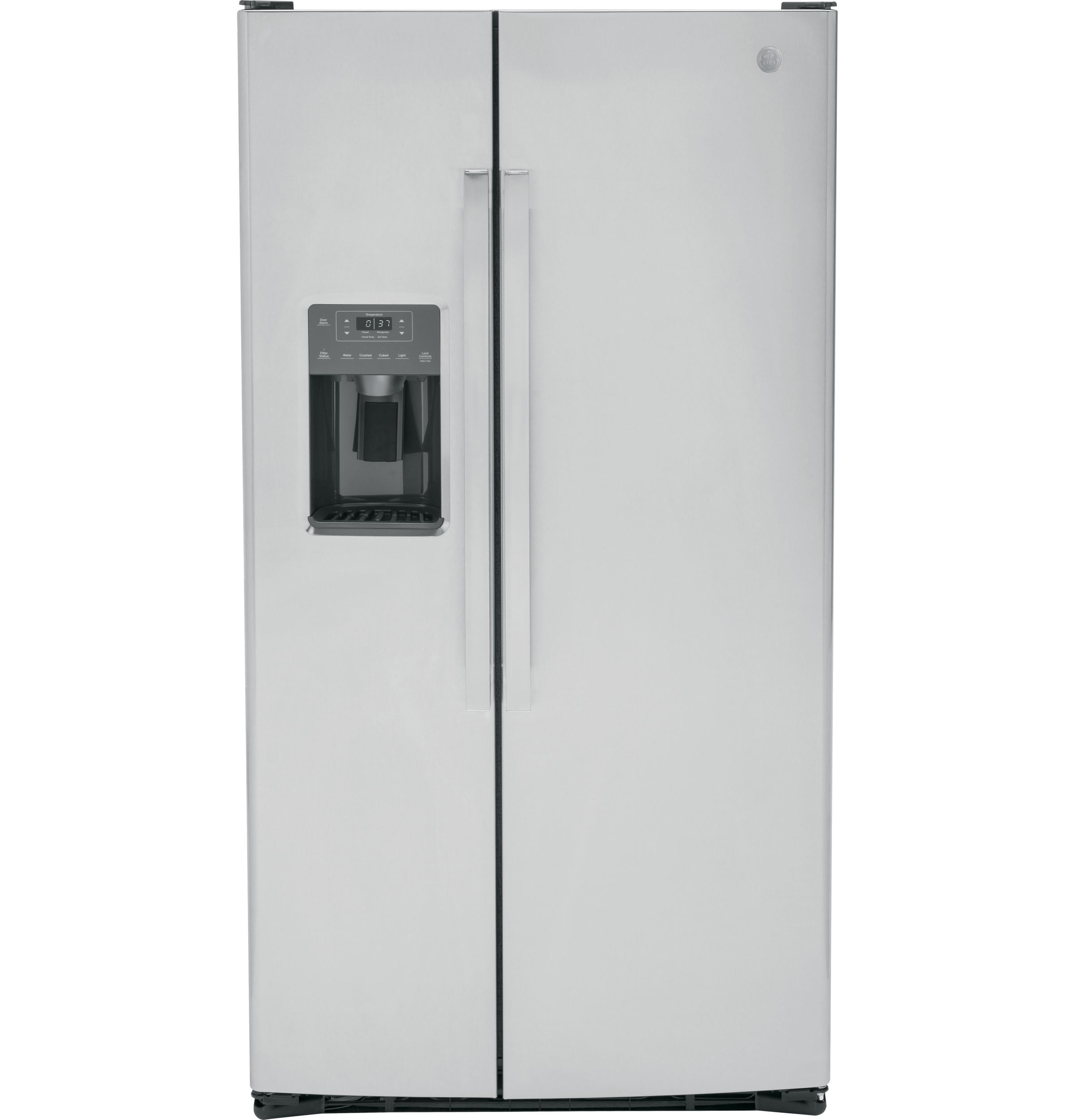 Refrigerador lado a lado de 25.3 pies cúbicos con dispensador de hielo y agua (acero inoxidable)