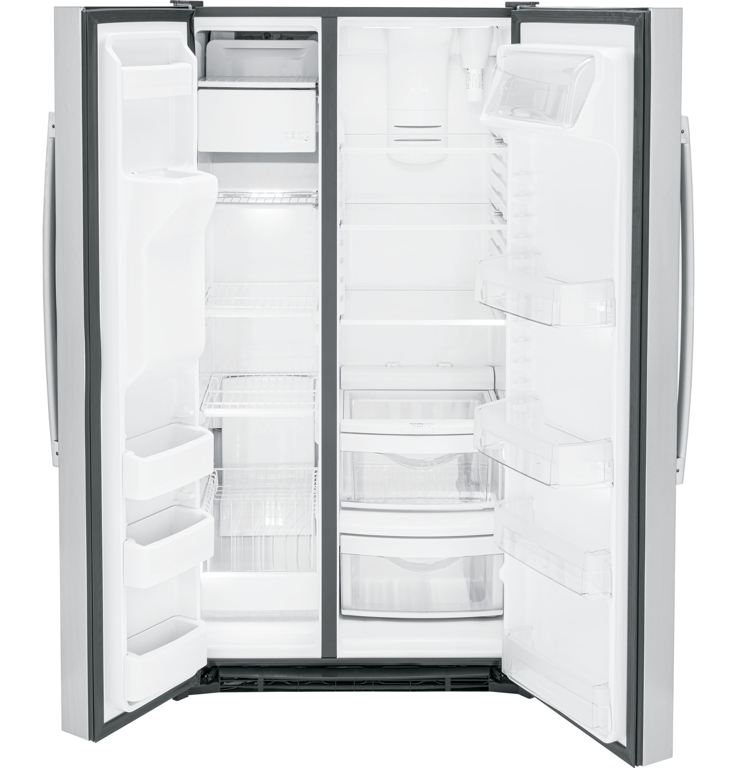 Refrigerador lado a lado de 25.3 pies cúbicos con dispensador de hielo y agua (acero inoxidable)