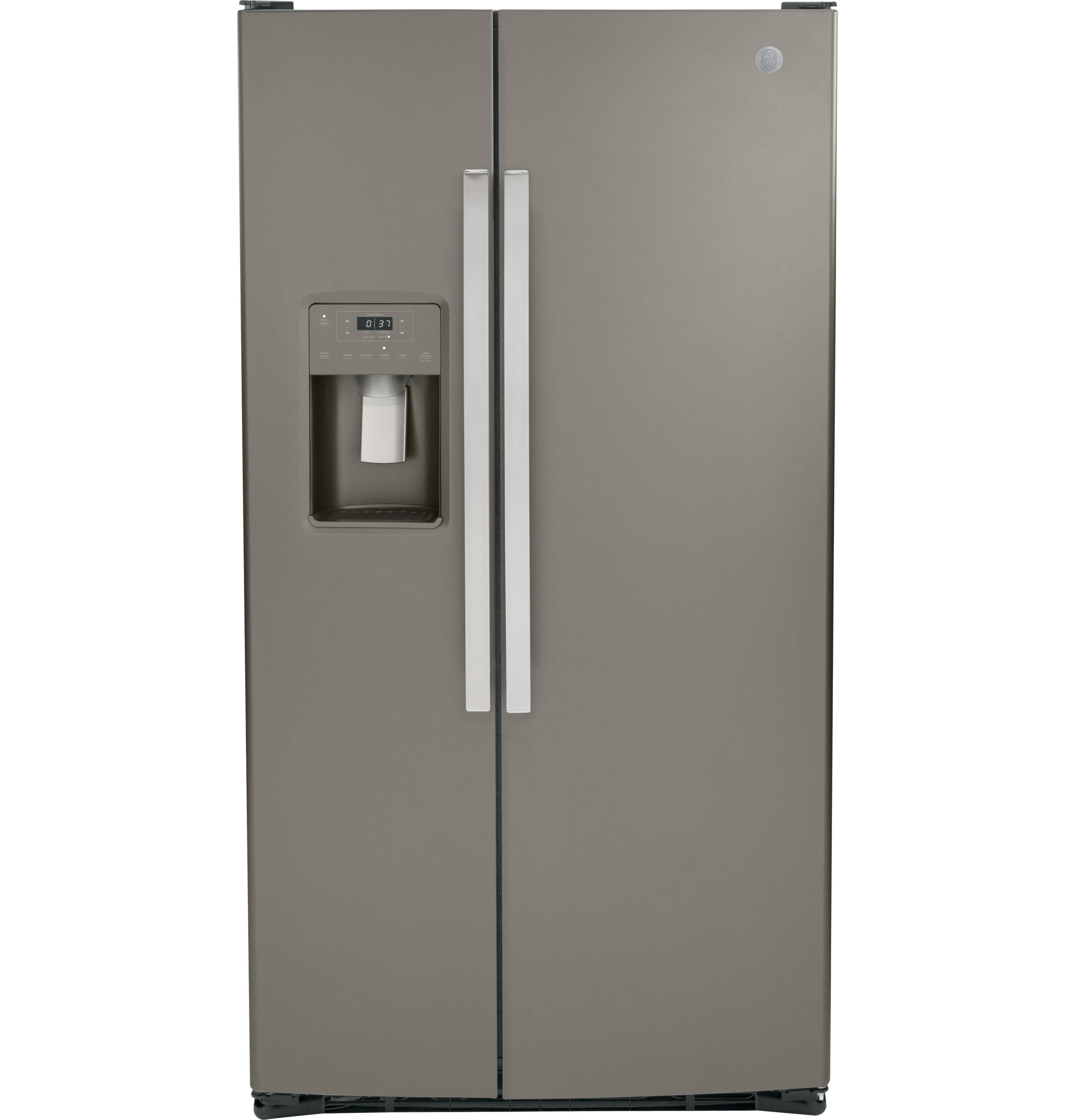 Refrigerador lado a lado de 25.3 pies cúbicos con dispensador de hielo y agua (gris pizarra)
