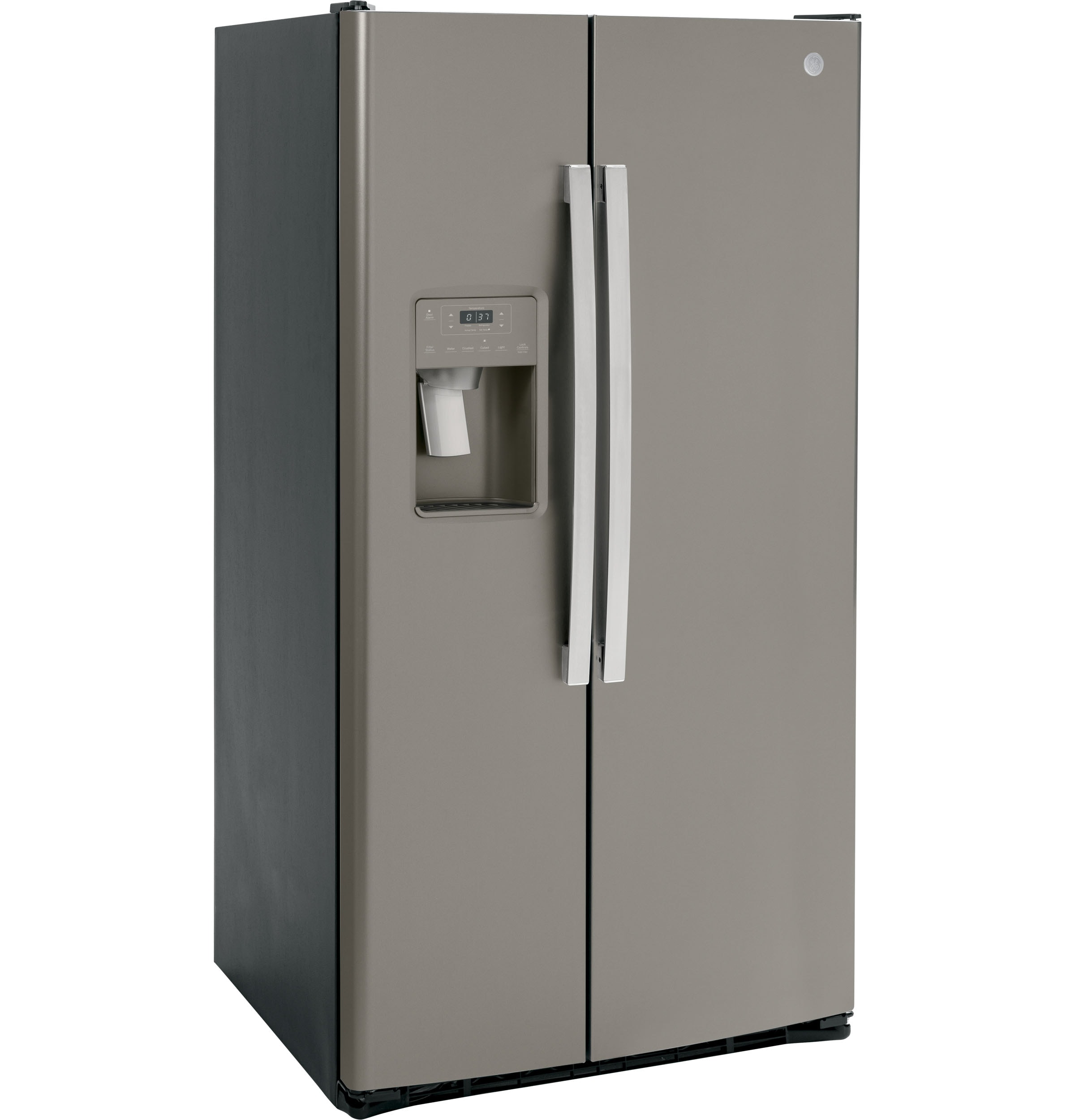 Refrigerador lado a lado de 25.3 pies cúbicos con dispensador de hielo y agua (gris pizarra)