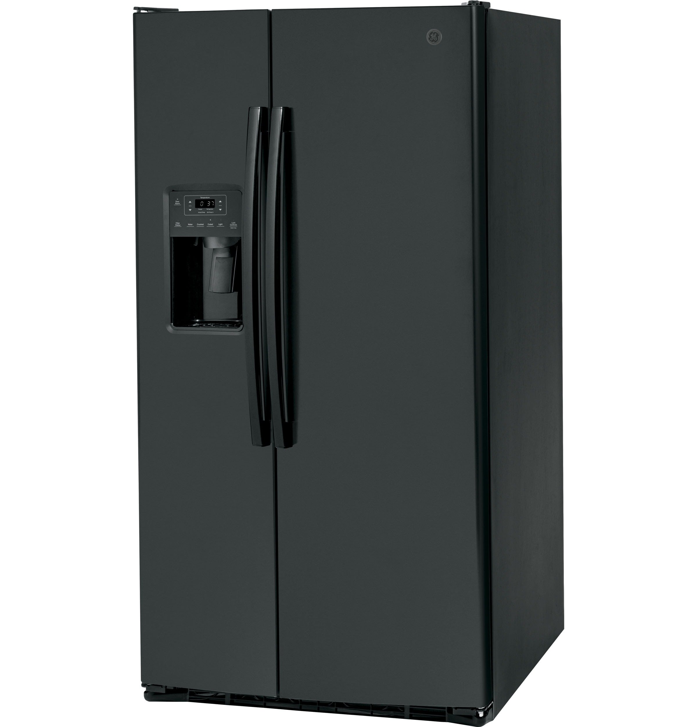 Refrigerador de 25.3 pies cúbicos lado a lado con dispensador de hielo y agua (negro)