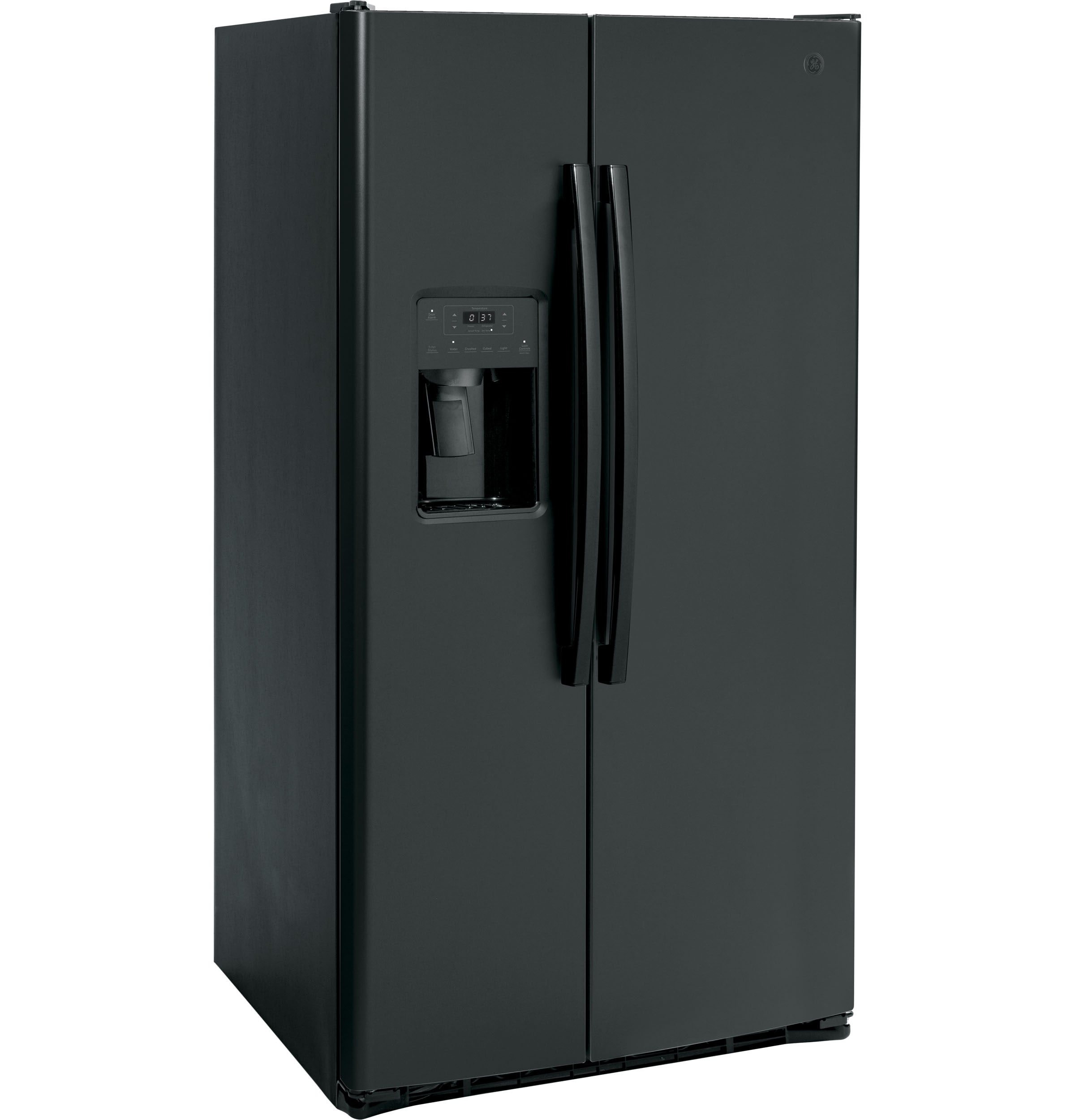 Refrigerador de 25.3 pies cúbicos lado a lado con dispensador de hielo y agua (negro)