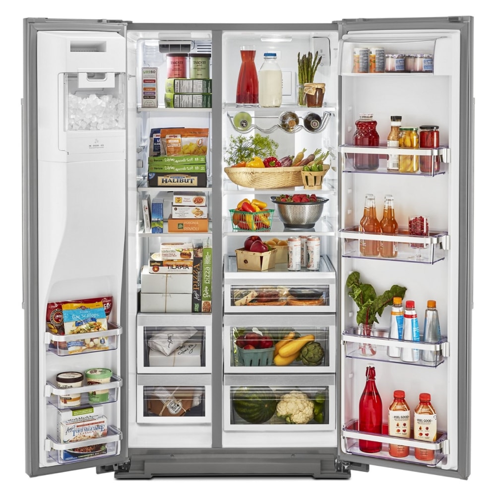 Refrigerador Side-by-Side de 24.8 pies cúbicos con fabricador de hielo, dispensador de agua y hielo (acero inoxidable con acabado PRINTSHIELD) certificado ENERGY STAR KRSF705HPS