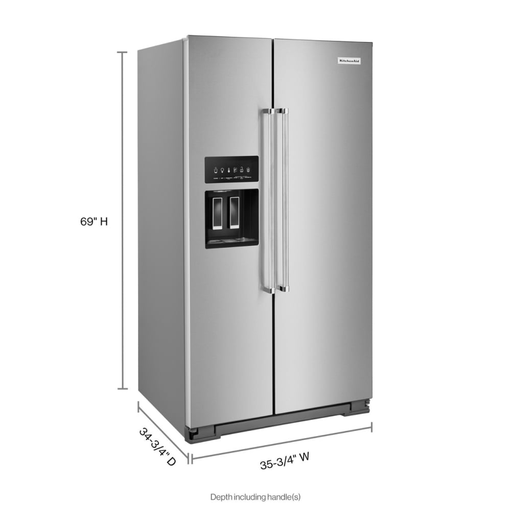 Refrigerador Side-by-Side de 24.8 pies cúbicos con fabricador de hielo, dispensador de agua y hielo (acero inoxidable con acabado PRINTSHIELD) certificado ENERGY STAR KRSF705HPS