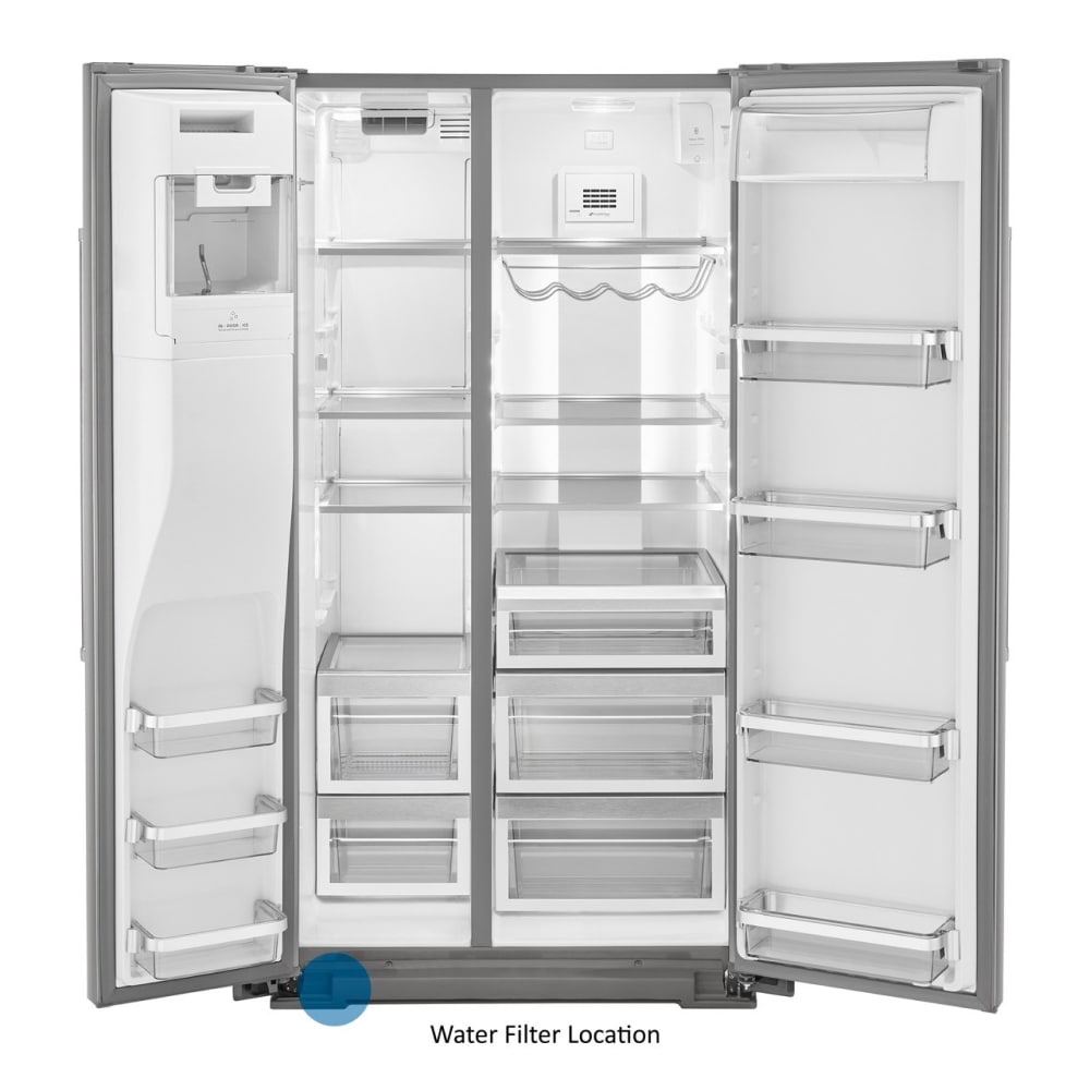 Refrigerador Side-by-Side de 24.8 pies cúbicos con fabricador de hielo, dispensador de agua y hielo (acero inoxidable con acabado PRINTSHIELD) certificado ENERGY STAR KRSF705HPS
