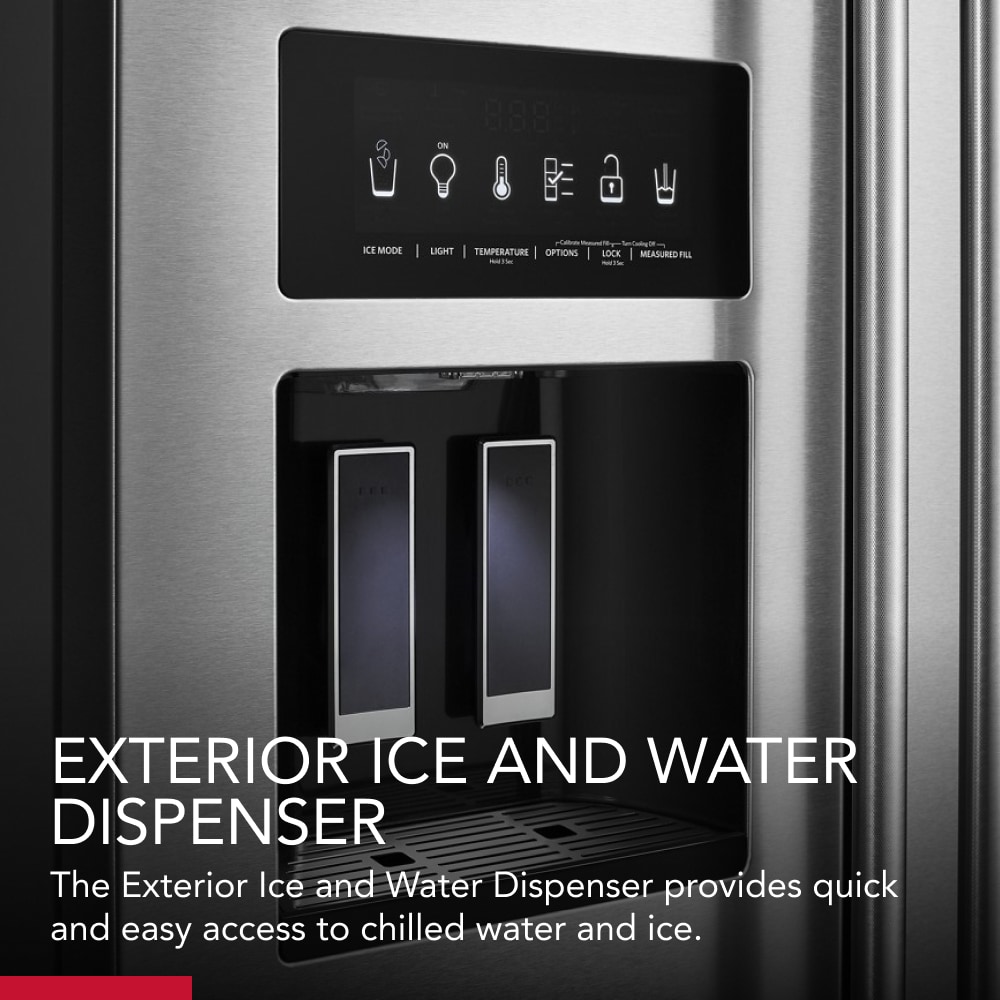 Refrigerador Side-by-Side de 24.8 pies cúbicos con fabricador de hielo, dispensador de agua y hielo (acero inoxidable con acabado PRINTSHIELD) certificado ENERGY STAR KRSF705HPS