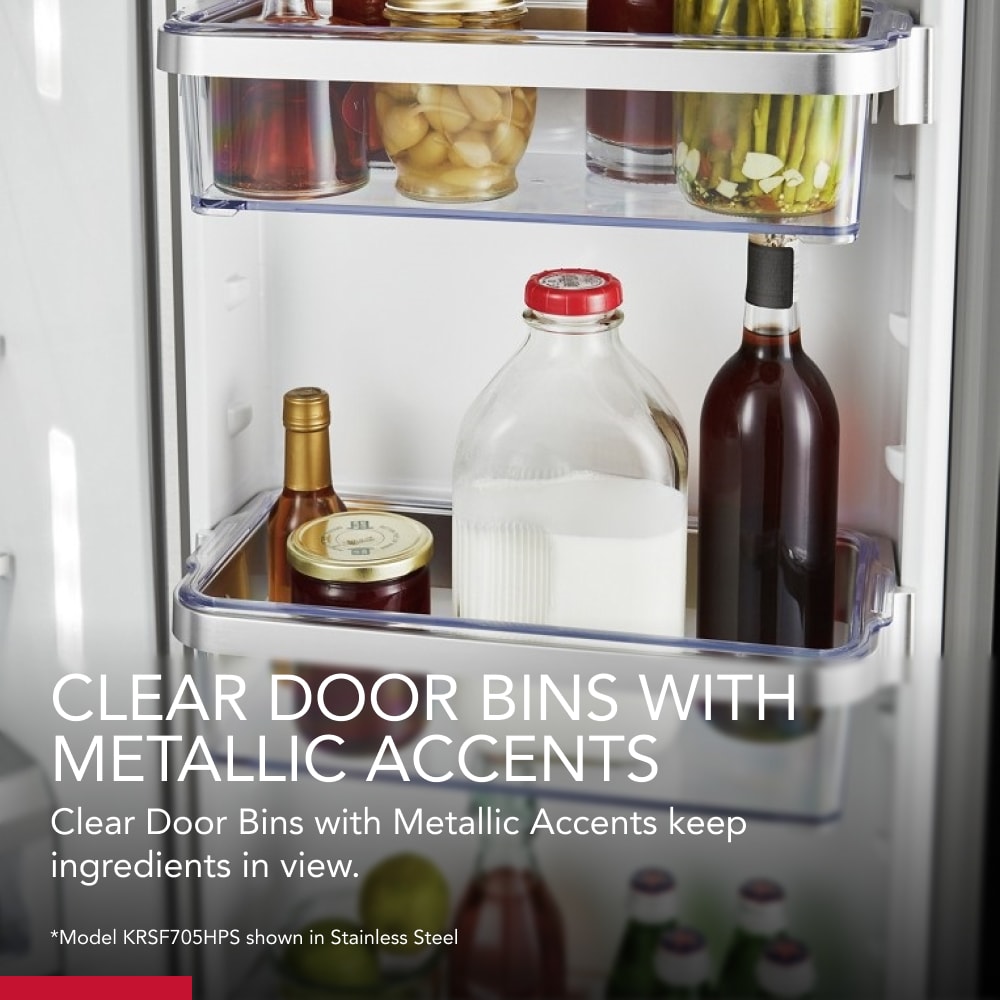 Refrigerador de lado a lado de 24.8 pies cúbicos de KitchenAid con fabricador de hielo, dispensador de agua y hielo (acabado en acero inoxidable negro con PRINTSHIELD) Certificado ENERGY STAR KRSF705HBS