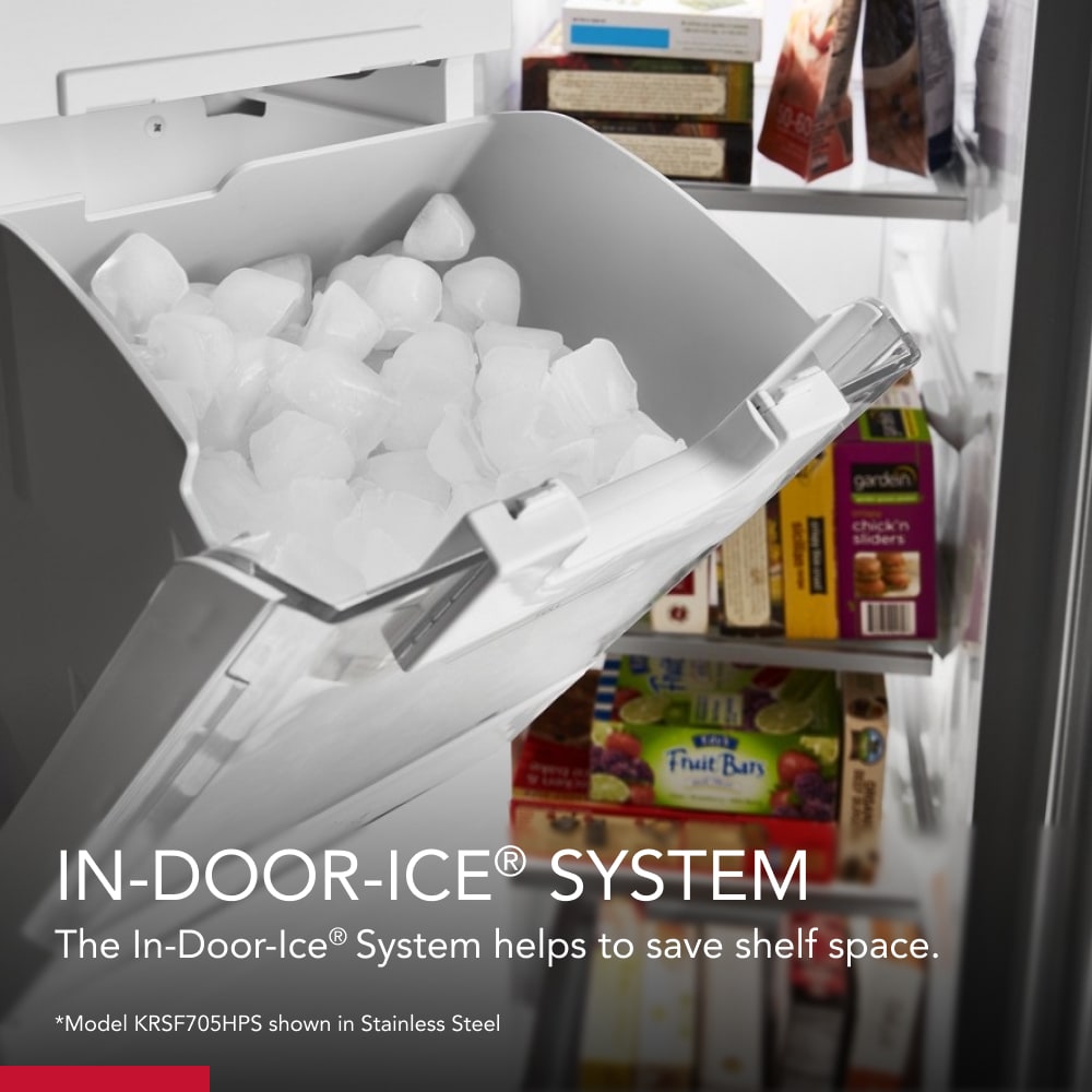 Refrigerador de lado a lado de 24.8 pies cúbicos de KitchenAid con fabricador de hielo, dispensador de agua y hielo (acabado en acero inoxidable negro con PRINTSHIELD) Certificado ENERGY STAR KRSF705HBS