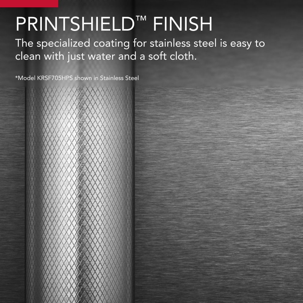 Refrigerador de lado a lado de 24.8 pies cúbicos de KitchenAid con fabricador de hielo, dispensador de agua y hielo (acabado en acero inoxidable negro con PRINTSHIELD) Certificado ENERGY STAR KRSF705HBS