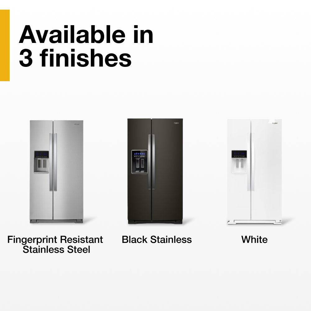 Refrigerador Whirlpool de 28.4 pies cúbicos lado a lado con fabricador de hielo, dispensador de agua y hielo (Acero inoxidable resistente a huellas dactilares) WRS588FIHZ