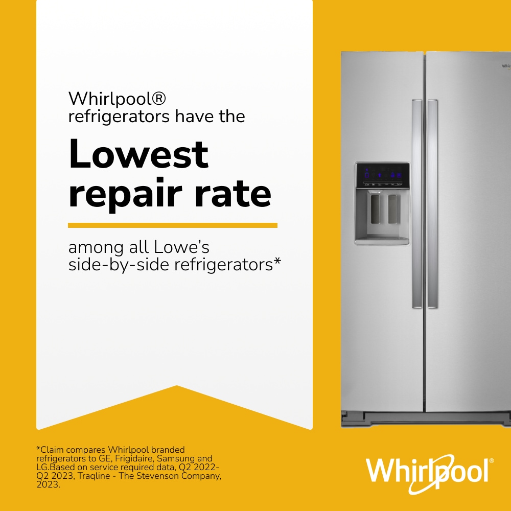 Refrigerador Whirlpool de 28.4 pies cúbicos lado a lado con fabricador de hielo, dispensador de agua y hielo (Acero inoxidable resistente a huellas dactilares) WRS588FIHZ
