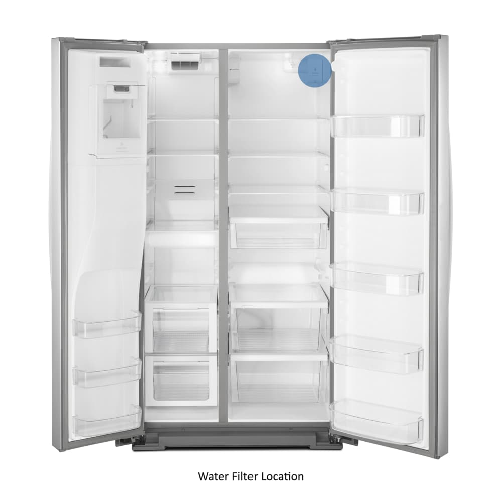 Refrigerador Whirlpool de 28.4 pies cúbicos lado a lado con fabricador de hielo, dispensador de agua y hielo (Acero inoxidable resistente a huellas dactilares) WRS588FIHZ